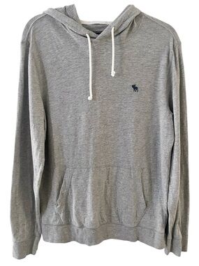 Abercrombie & Fitch Pull Over Hooded Jersey knit Shirt men’s Small gray preppy